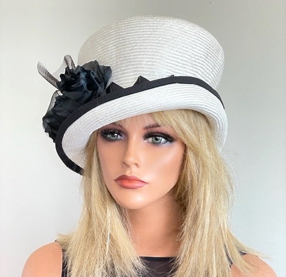 Kentucky Derby Hat, Women's Black and White Hat, Wedding Hat, Women's Derby Hat, Ladies Formal Hat, Black & White Formal Hat