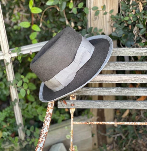 Handmade Gray Wool Felt Fedora, Women's Tailored Gray Wool Felt Winter Hat, Women's Gray Fedora, Mid Century Hat, Millinery, Gray Trilby Hat