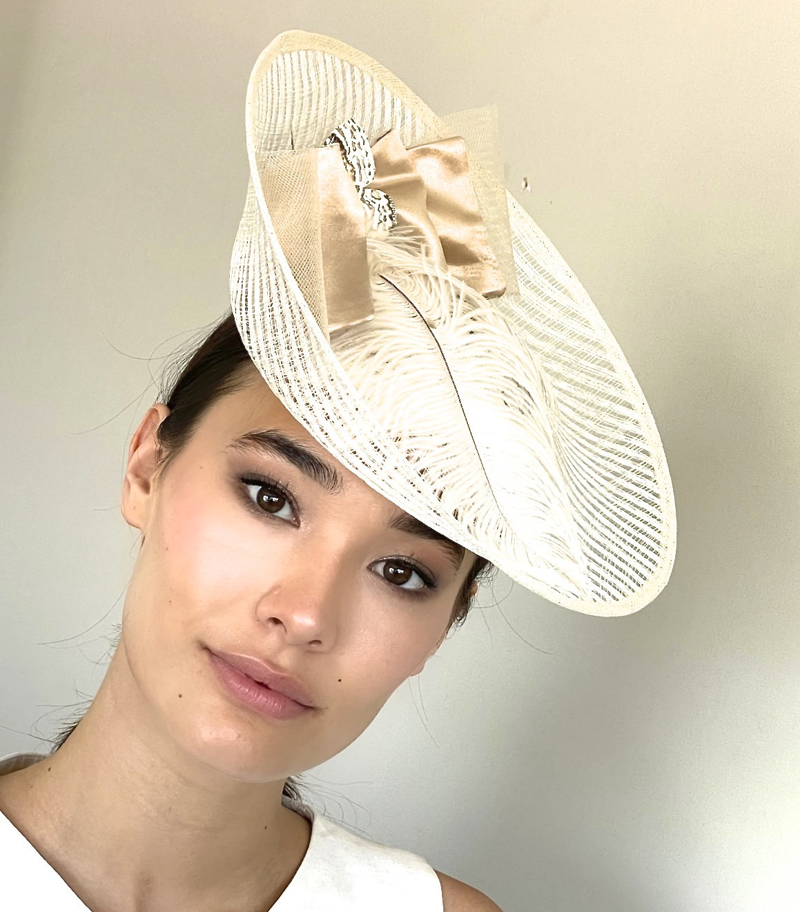 Kentucky Derby Hat, Women's Formal ivory Cream Hat, Ladies Cream Hat