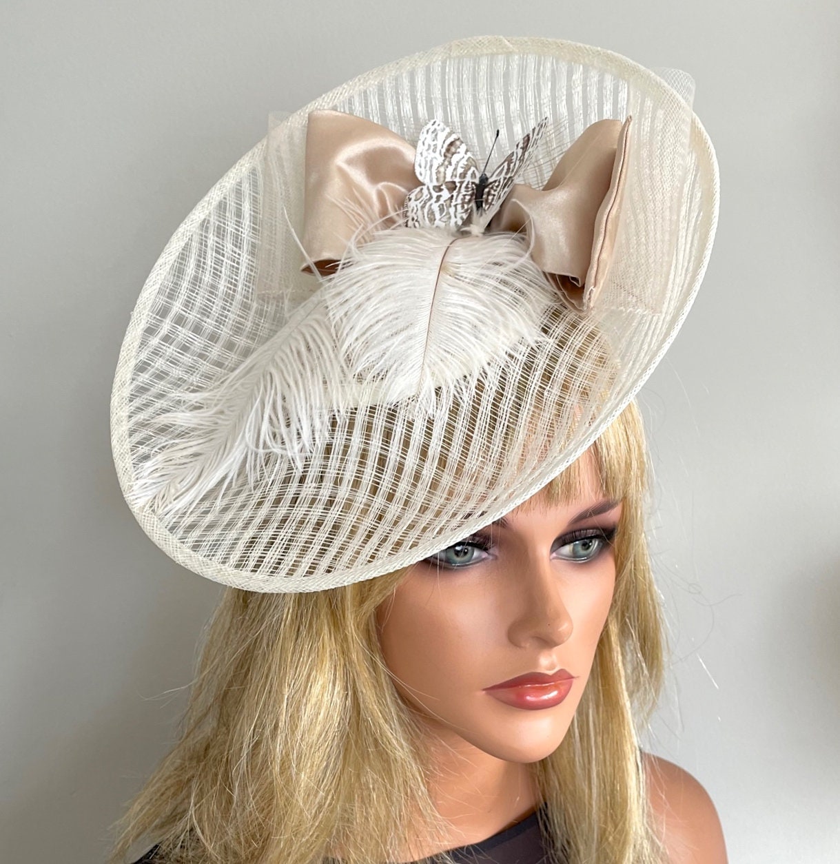 Kentucky Derby Hat, Women's Formal ivory Cream Hat, Ladies Cream Hat