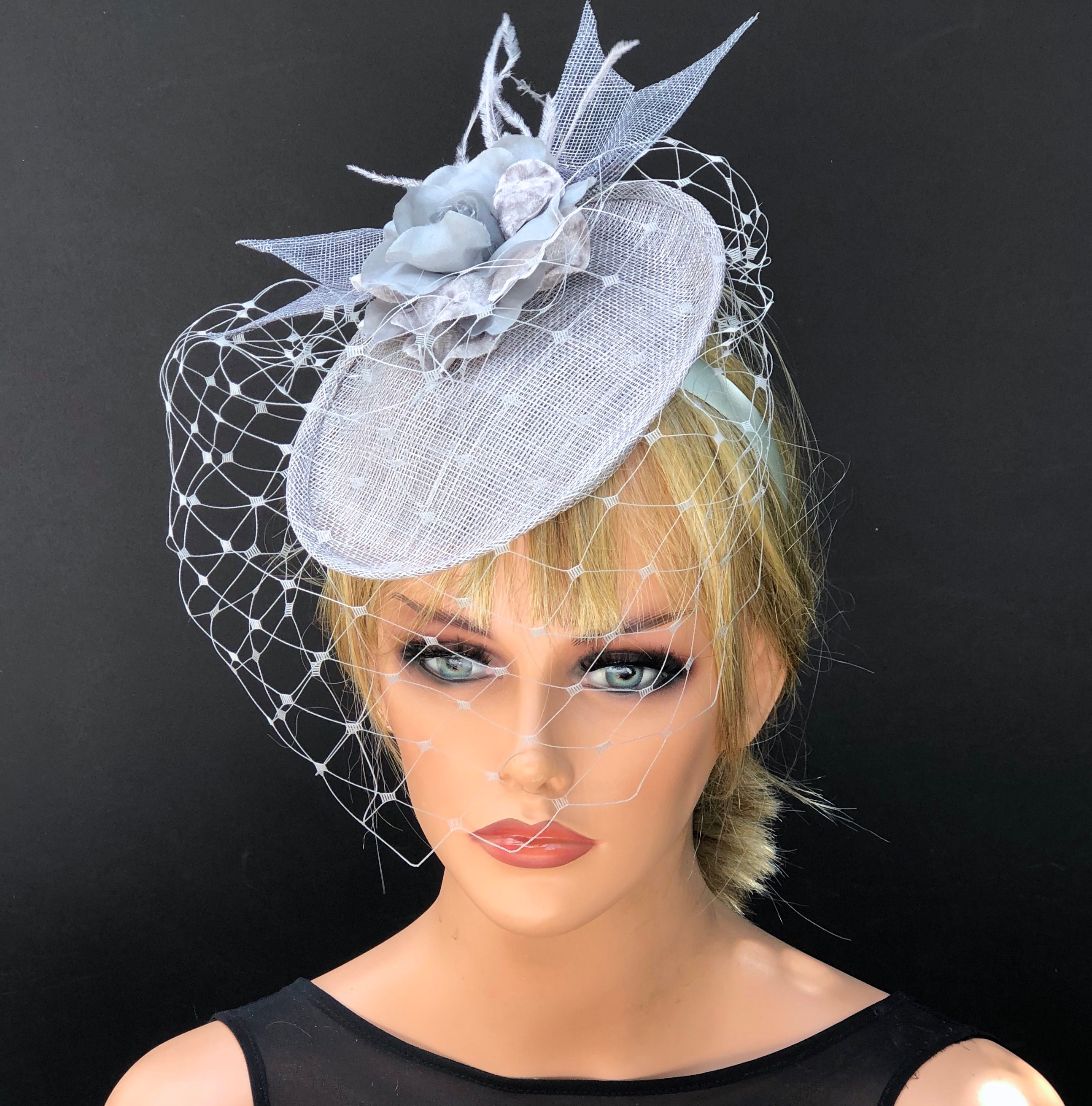 Kentucky Derby Hat, Gray Wedding Hat, Ladies Gray Derby Hat, Royal