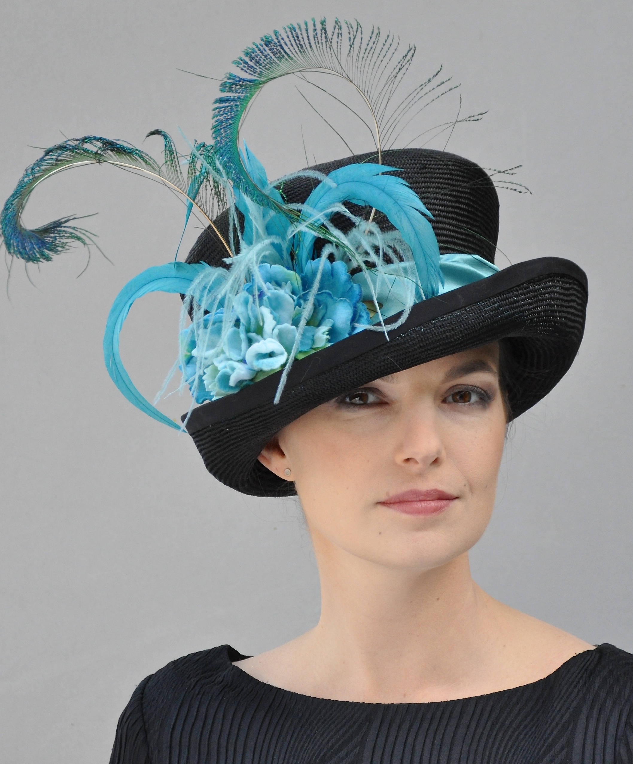 Kentucky Derby Hat, Derby Hat, Ascot Hat, Top Hat, Peacock Feather Hat