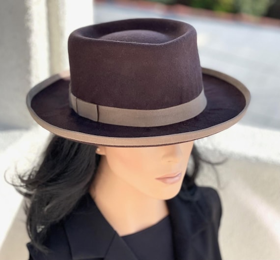 Brown Handmade Pure Wool Felt Hat, Handmade Brown Fedora, Men's Handmade Felt Hat, Women's Brown Felt Winter Hat, Cheltenham Races Hat
