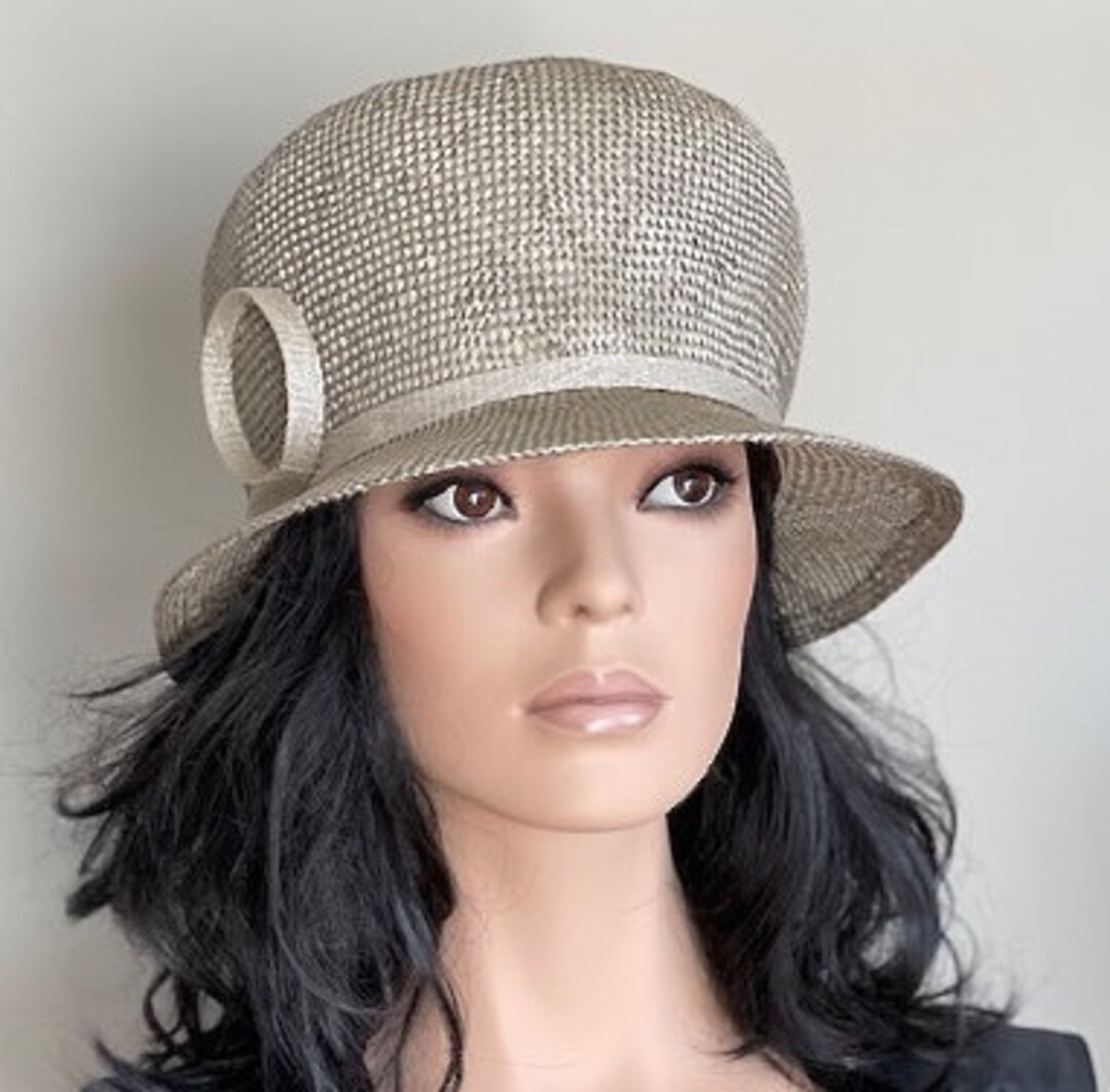 Women's Formal Taupe Hat, Wedding Hat, Women's Cloche Hat, Mother of Bride Hat, Mother of Groom