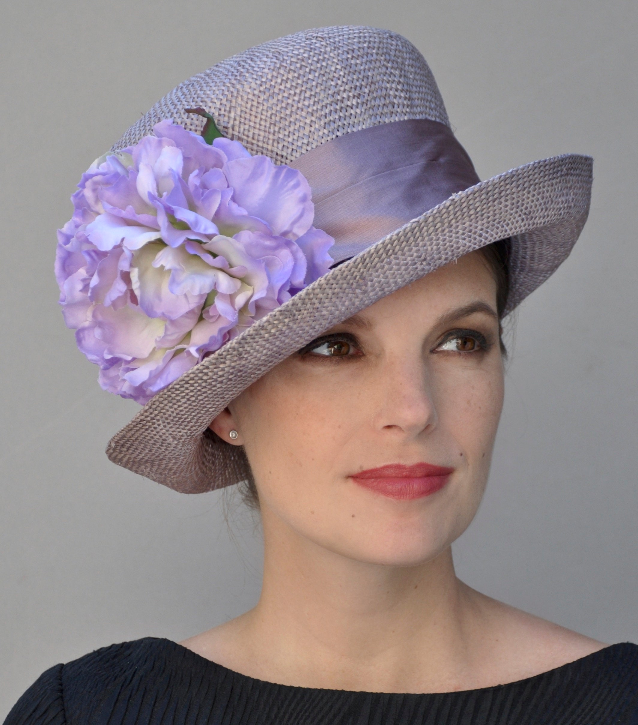 Wedding Hat, Derby Hat, Formal Straw Hat, Lavender Hat, Church Hat, Tea ...
