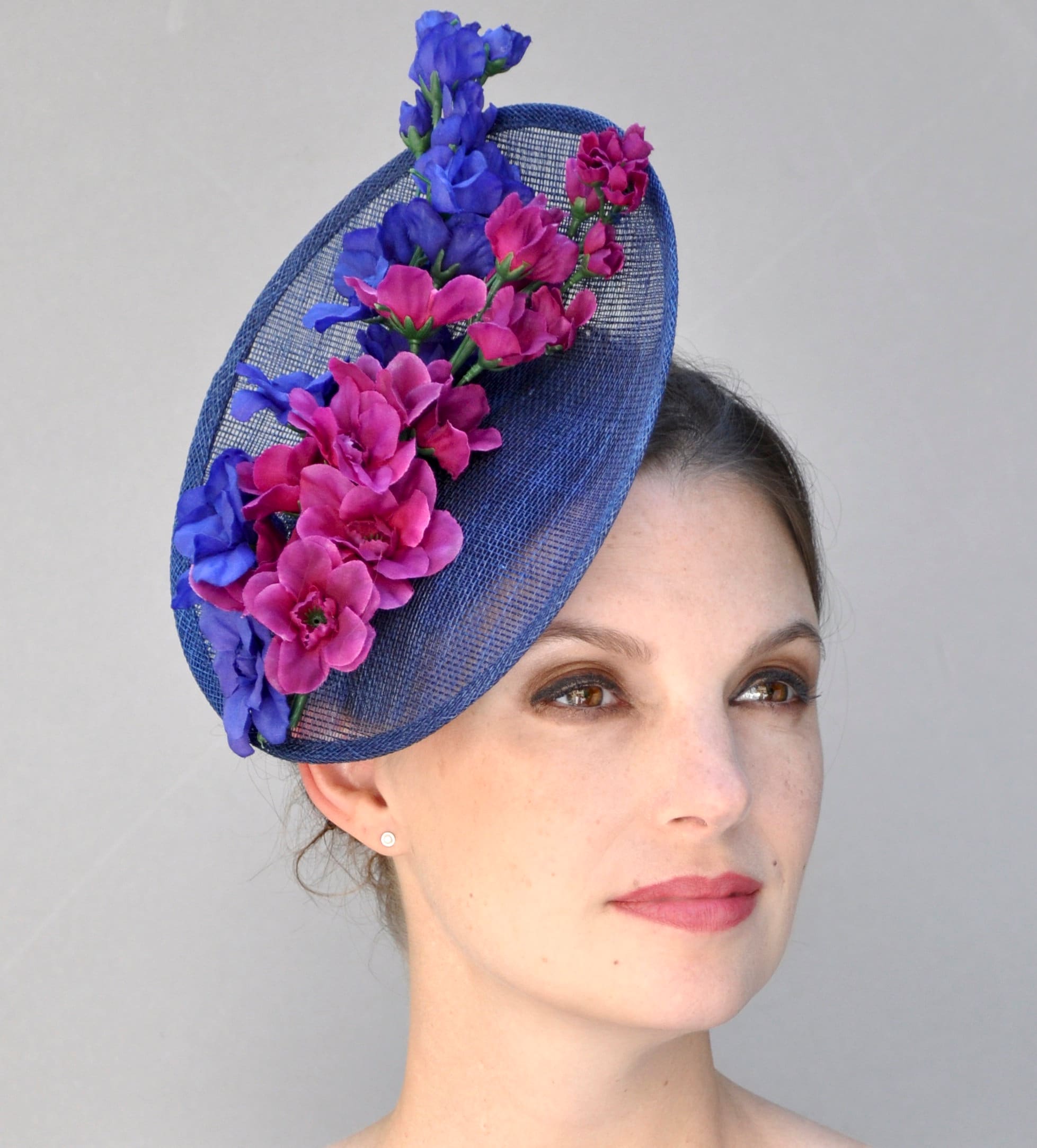 Wedding Hat, Royal Ascot Hat, Derby Hat, Ladies Pink and Blue Hat, Tea ...