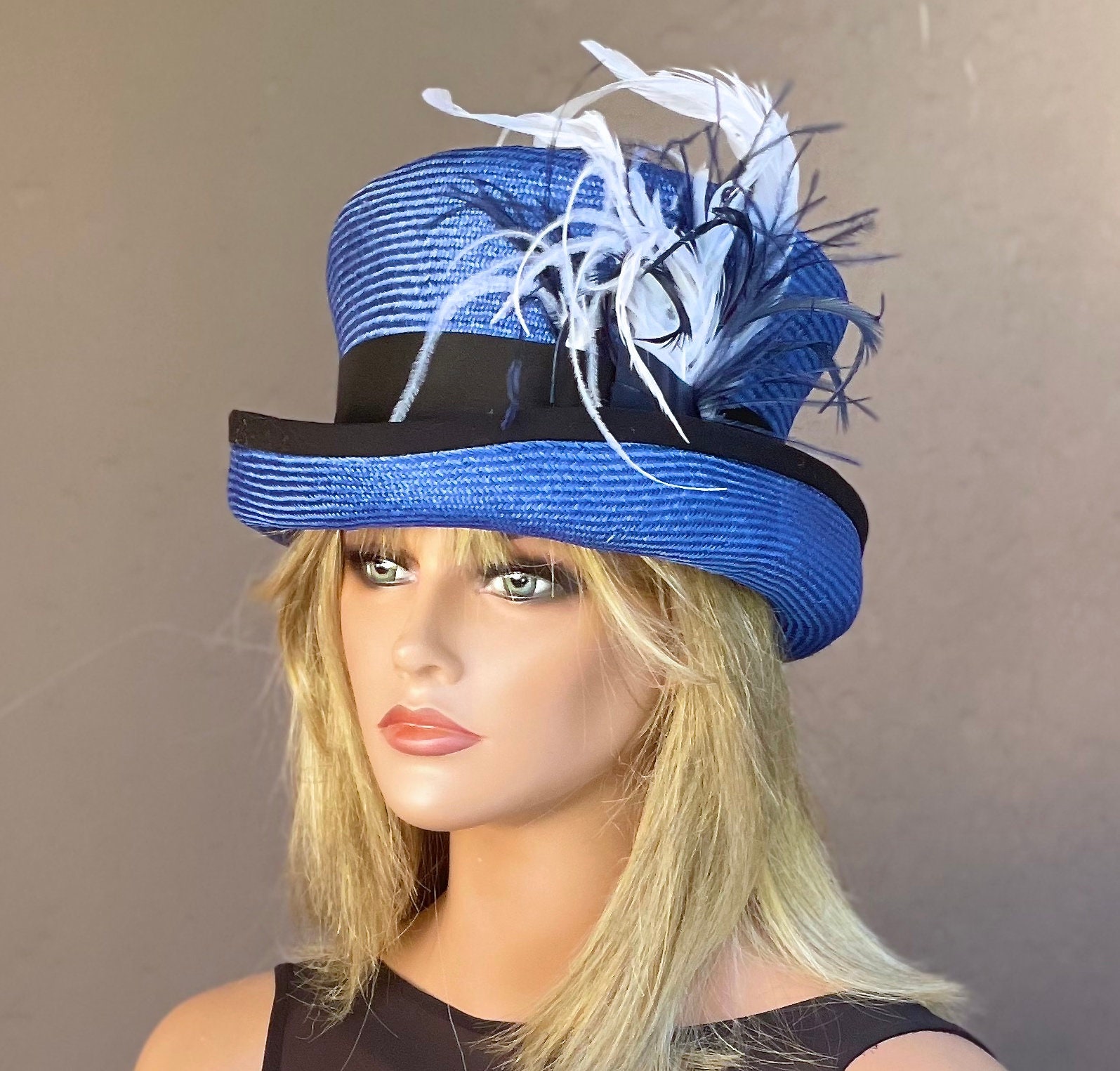 Women's Royal Blue Top Hat, Kentucky Derby Hat, Ladies formal blue hat