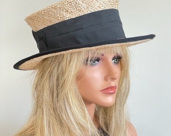 Women's Straw Boater Hat, Ladies Sporty Hat, Ladies Boater Hat, Women's Casual Hat, Women's Summer Straw Hat, Wedding Hat