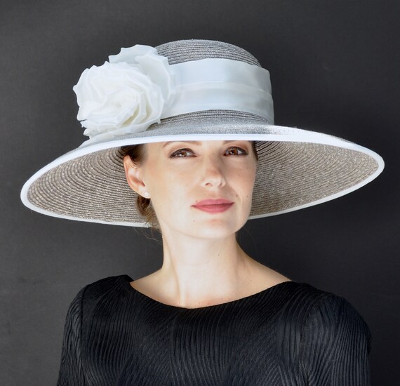 Kentucky Derby Hat, Wedding Hat, Formal Hat, Ascot Hat, Audrey Hepburn Hat, Formal Gray Hat, Taupe Hat, Dressy Hat, Church Hat
