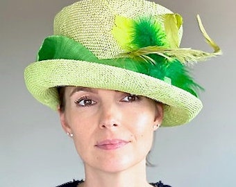 Kentucky Derby Hat, Woman's Lime Green Hat, Formal Emerald Green Hat, Women's Easter Hat  Derby Hat Wedding Hat, Formal Hat, Tea Party Hat