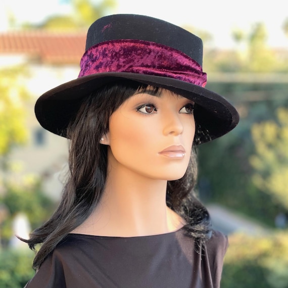 Women's Purple Top Hat, Formal Purple Straw Hat, Wedding Guest Hat, Kentucky Derby Hat, Ladies Summer Straw Hat Garden Party Hat, Church Hat