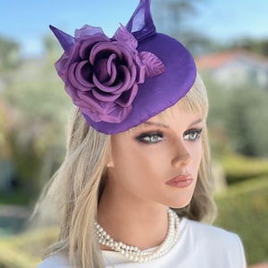 Women&#39;s Formal Purple Hat Wedding Guest Hat  Purple Cocktail Hat, Purple Fascinator, Royal Ascot Hat, Special Occasion Hat, Purple Races Hat