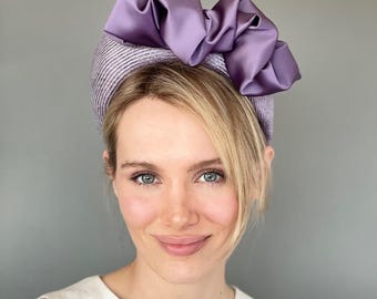 Women's Halo Headband Hat, Fascinator Hat, Kate Middleton Hat, Women's Lavender Purple Straw Headband Hat, Wedding Hat, Formal Hat Ascot Hat