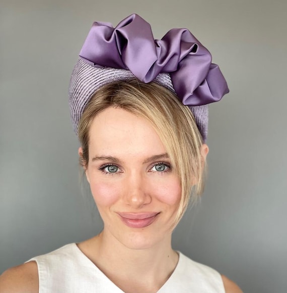 Women's Halo Headband Hat, Fascinator Hat, Kate Middleton Hat, Women's Lavender Purple Straw Headband Hat, Wedding Hat, Formal Hat Ascot Hat