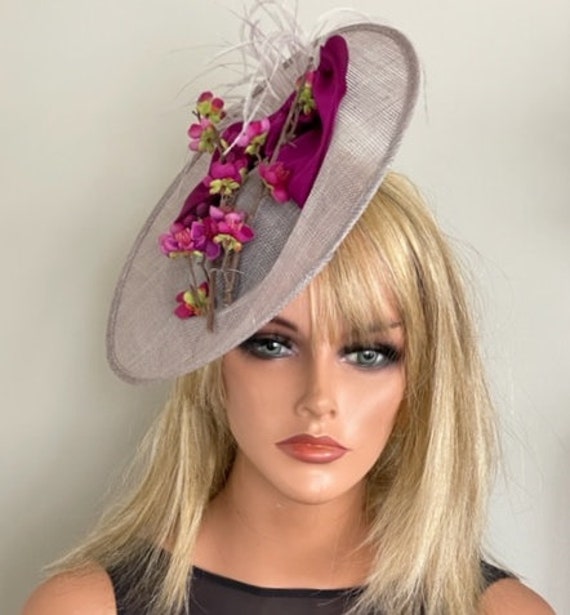 Kentucky Derby Hat, Gray Fascinator Hat, Women's Saucer Hat, Wedding Hat, Tea Party Hat, Millinery Dress Hat, Formal Hat, Women's Easter Hat