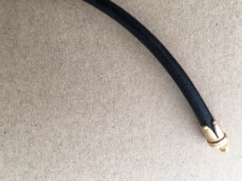 Rectangle Modern Matt Gold Contemporary Pendant Black Leather Necklace