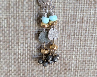 Mixed Metal Silver Gold Dangle Earrings
