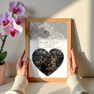 Impression personnalisée de carte et photo de fiançailles - Souvenir unique pour couple, cadeau d'anniversaire, cadeau pour couple de fiançailles, poster de carte personnalisé