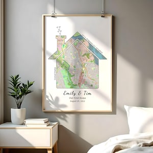 Personalisierte Karte für neues Zuhause | Einweihungsparty Geschenk | Erstes Haus Geschenk | Umzugsgeschenk | Individuelles Drehort Poster