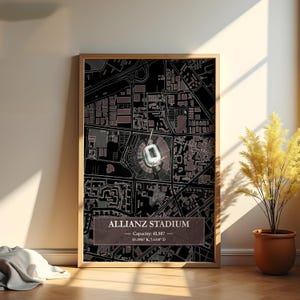 Affiche de carte numérique Allianz Stadium Juventus FC – Art mural football minimaliste, impression stade de Turin, cadeau Juventus, carte de la Juventus, carte personnalisée