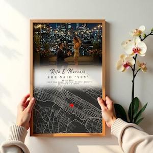 Personalisierte Landkarte, Verlobung, Hochzeit, Hochzeitskarte, Romantisches Andenken, Besonderer Ort und Datum Geschenk für Paare