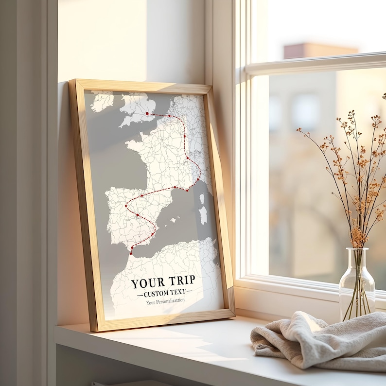 Custom Trip Route Map Print | Personalized Travel Map | World Travel ...