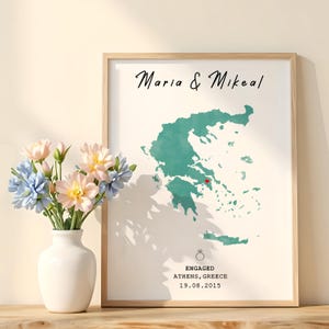 Carte de fiançailles personnalisée - Poster personnalisé avec nom et date - Proposition de mariage, lieu de l'endroit, impression d'une carte, carte personnalisée