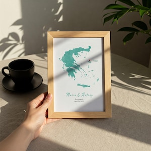Cadeau de carte de fiançailles personnalisée, affiche de carte numérique personnalisée, cadeau de fiançailles pour couple, impression de carte de localisation de proposition, mariage carte de pays