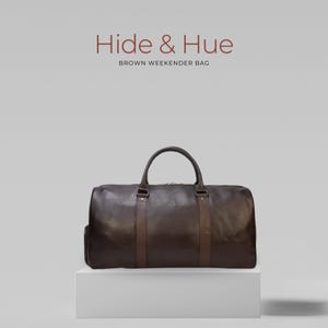 Premium handgefertigte Ledertasche - Braune Weekender-Reisetasche für Männer und Frauen - Echte Handgepäck-Reisetasche - Premium Ledertasche