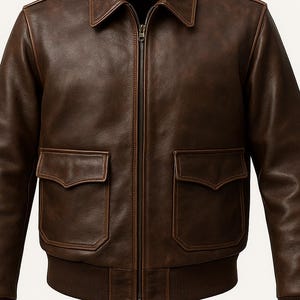 Vintage A2 Military Bomber Streetwear Jacket Mens Handmade Distressed Brown Genuine Cowhide Leather Coat Biker Jacket