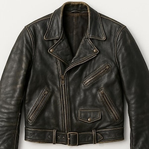 Distressed 70s Biker Military Jacket Mens Handmade Black Rider Real Cowhide Leather Coat Winter Streetwear Motorcycle Vintage Style Jackets