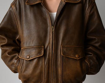 Handmade Women's Vintage Oversized Stylish Brown Leather