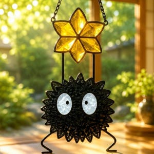 Studio Ghibli Soot Sprite Acryic Suncatcher, Spirited Away Dust Bunny Window Hanging, Anime Fan Gift