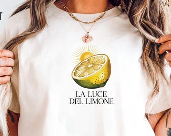 La Luce Del Limone Shirt, Italian Lemon Tee, Comfort Colors 1717, Amalfi Coast Shirt, Tomato Girl Aesthetic, Vintage Fruit Shirt, Lemon Tee