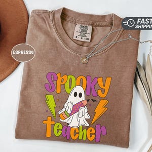 Spooky Teacher Shirt Halloween Teacher Shirt Retro Ghost Teacher Shirt Comfort Colors Fall Teacher Gift Cute Teacher Halloween Tee