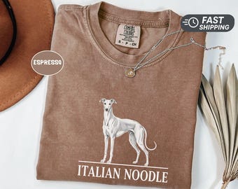 Italian Noodle Greyhound Shirt Hand Drawn Dog Illustration Comfort Colors 1717 Vintage Whippet Sighthound Lover Gift Dog Mom Dad Unisex Te