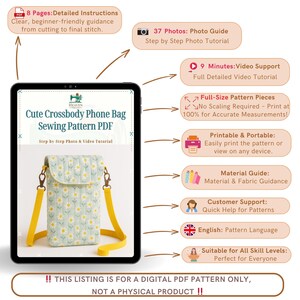Cute Crossbody Phone Bag Sewing Pattern PDF