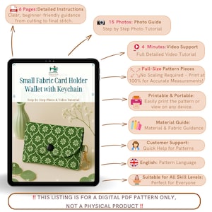 PDF Sewing Pattern for Small Fabric Card Holder Wallet with Keychain | DIY Coin Purse Template | Snap Closure Wallet Pattern
