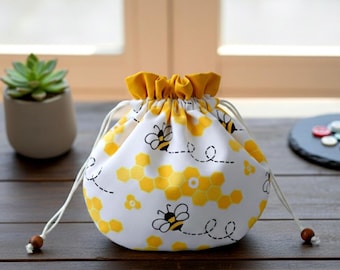 Drawstring Bag Sewing Pattern PDF For Lined Fabric Pouch Organizer Makeup Storage