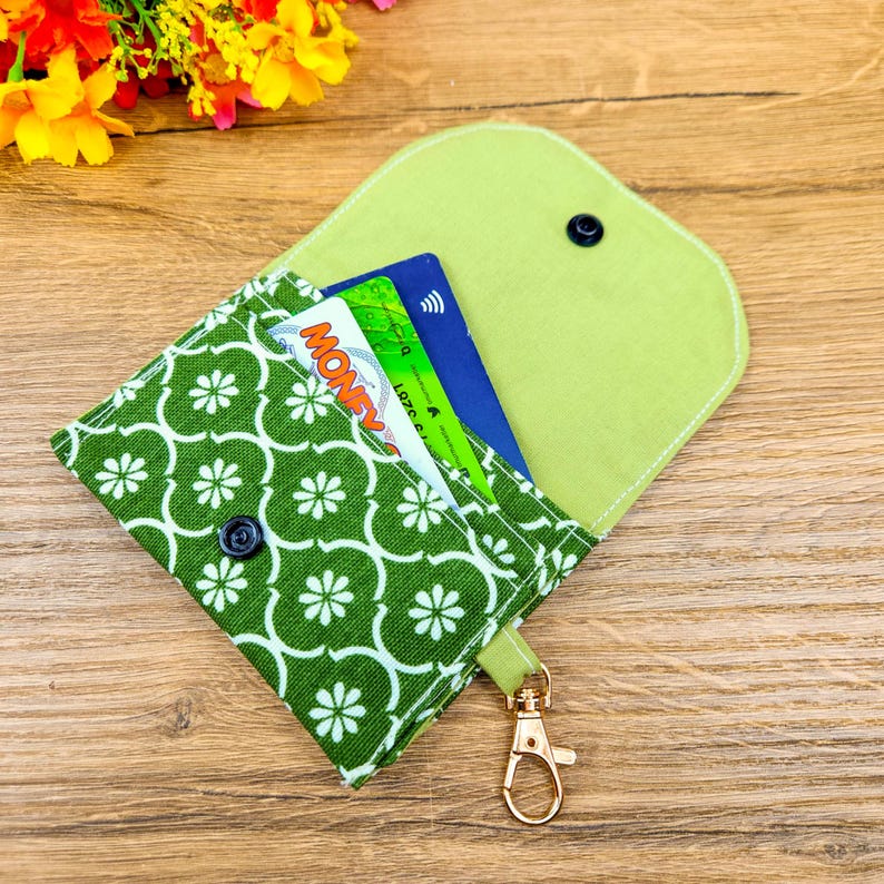 PDF Sewing Pattern for Small Fabric Card Holder Wallet with Keychain | DIY Coin Purse Template | Snap Closure Wallet Pattern