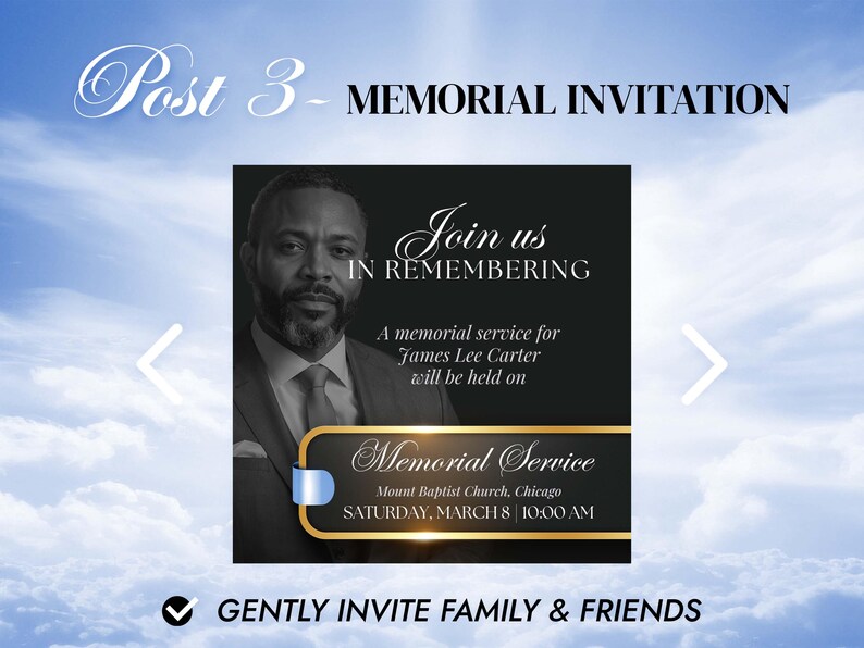 Elegant Funeral Announcement Template – Social Media Memorial ...