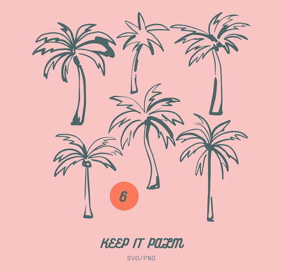 Whimsical Palm Tree SVG Bundle, Retro Summer Clipart (PNG)