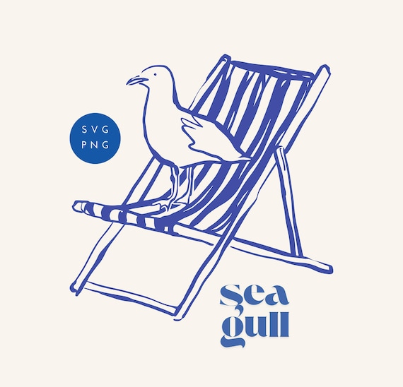 Whimsical Seagull SVG, Maritime Living Seagull PNG, Fisherman Whimsical Clipart, Hand Drawn Seagull, Summer Wardrobe Sublimation Design