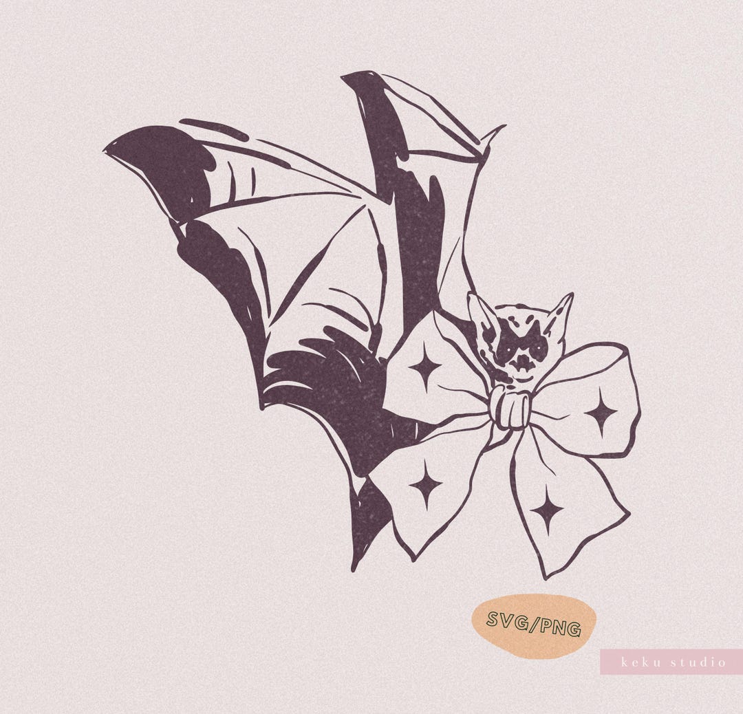 Bat With Bow SVG, Halloween PNG, Spooky Cutting File (digital File) - Etsy