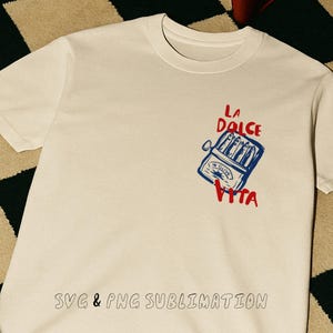 La Dolce Vita Sardines SVG, Sardine Sublimation for tshirt, Hand Drawn Sardines PNG, Sublimation Sardine Design, Seafood Sardines Sweatshirt