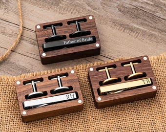 Custom Groomsmen Cufflinks Set, Groomsmen Gifts, Personalized Wedding Accessories for Men, Best Man Proposal, Engraved Tie Clip Set for Him