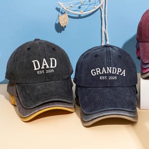 Chapeau papa personnalisé, chapeau brodé grand-père de l&#39;Est, cadeau fête des pères pour papa, casquette de baseball vintage pour nouveau papa, chapeau papa délavé, casquette papa classique