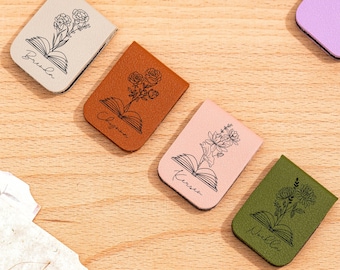 Custom Birth Flower Bookmark,Engraved Name Bookmark,Personalized Magnetic Bookmark,Book Accessory,Book Lover Birthday Gift,Gift for Readers