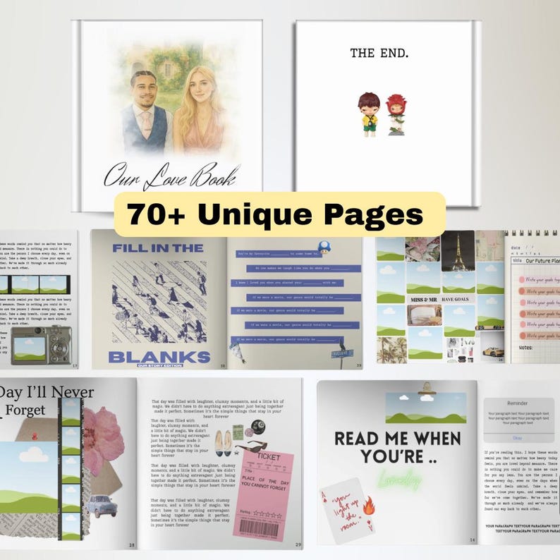 Custom Couples Love Book Template: Personalised Memory Journal & Date ...