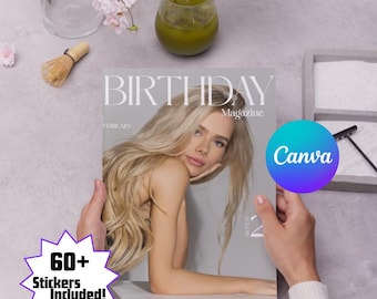 Personalised Vogue style magazine template, Canva magazine template, perfect gift for her, bestie gift, photo gift, Mother’s Day gift